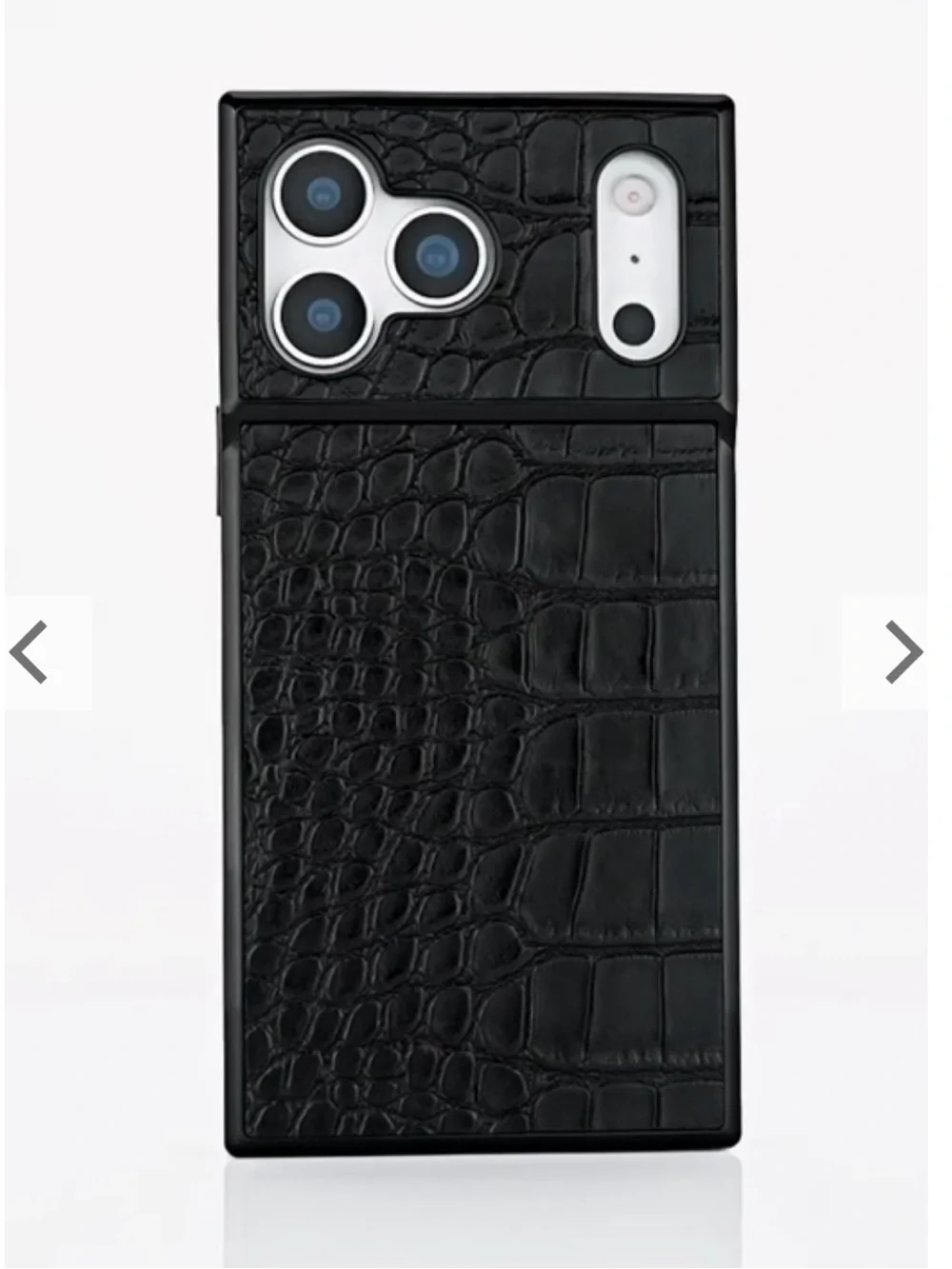 🆕 Flaunt SQUARE iPhone 17 Pro Max Black Crocodile Faux Leather Case!